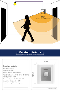 Geagood-sensor de movimiento de luz led para pared, interruptor automático de luz con sensor de movimiento - Product Image 3