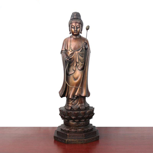 工場直販三人聖人像Guan Yinカスタマイズ蓮の花仏ブロンズ像 - Product Image 3