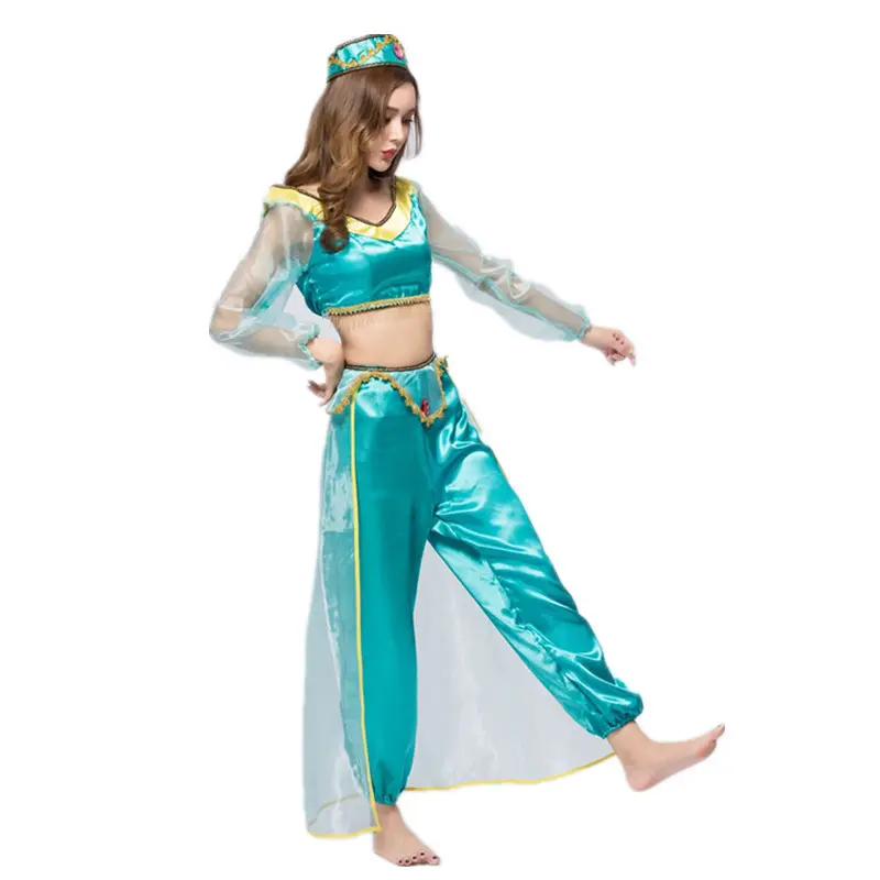 Vendita calda Lady Halloween Cosplay Aladdin Princess Jasmine Cosplay costume Party Belly Dancer Costume Party Fancy Dress