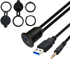 3Ft polikarbonat kabuk 3.5mm USB 3.0 erkek kadın paneli montaj uzatma Aux kablosu bilgisayar için LED PVC ceket örgü koruyucu - Product Image 4