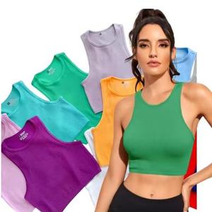 女性用通気性シームレスヨガベストトップクイックドライスポーツフィットネスタンクトップソリッドカラー女性服