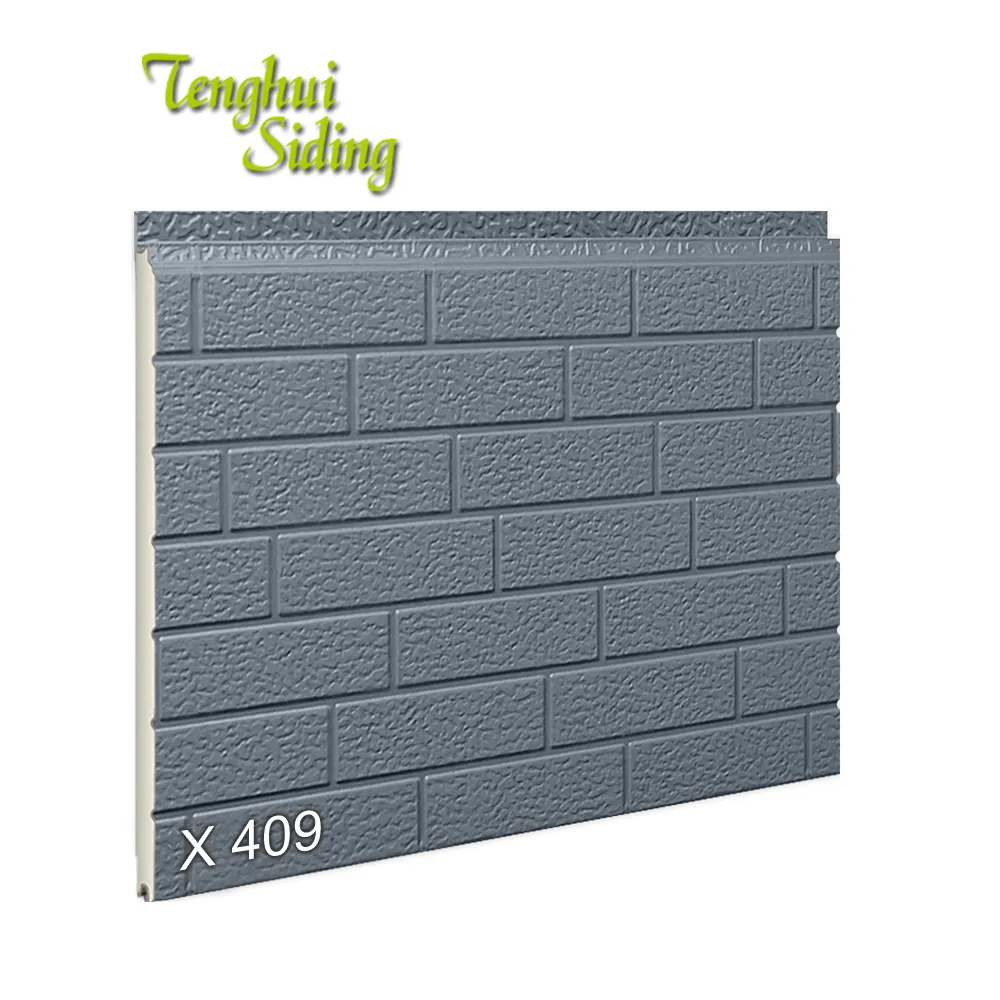 Tenghui Siding 16Mm Trang Trí Sandwich Panel Polyurethane Bọt Tấm Kim Loại Tấm Kim Loại Tường Bên Ngoài Panels