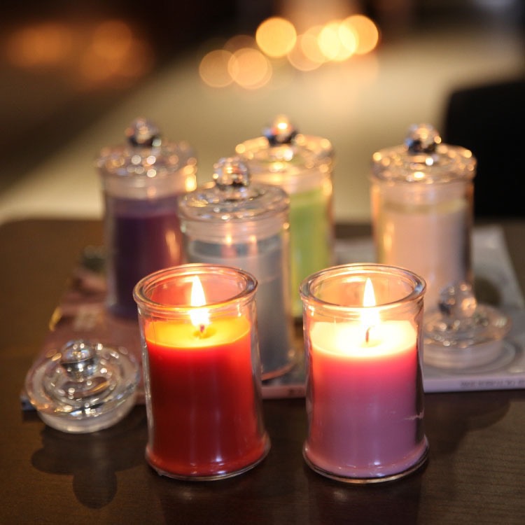 Glass candle container with lid sealed glass cup candle holder tea glass jar