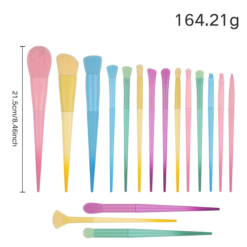 Ensemble de 17 pinceaux de maquillage couleur bonbon - emballage individuel.