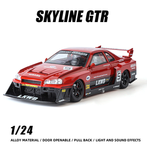 JLF-1901-411 kutu ile GTR-R34 1:24 ölçekli geri çekin ses işık Diecast alaşım spor araba modeli araçlar Supercar oyuncaklar çocuk KMM ODM - Product Image 2