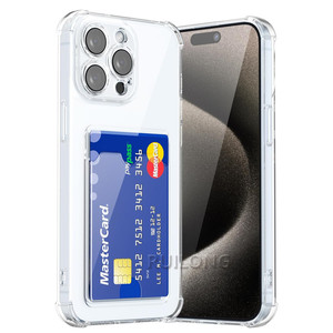 透明ウォレットケースクレジットカードApple IPhone 15 Pro Max 14 Plus 13 12 11用の薄いスリムTPUシリコンソフトフォンケース - Product Image 1