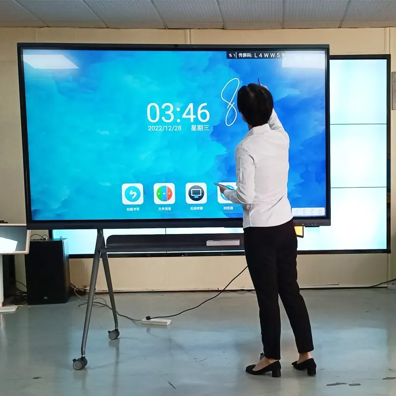 Benshi, projetor de sala de aula, sala de reunião, 55 65 75 polegadas, lcd, painel de toque, smart tv 4k hd, ultra inteligente, interativa digital