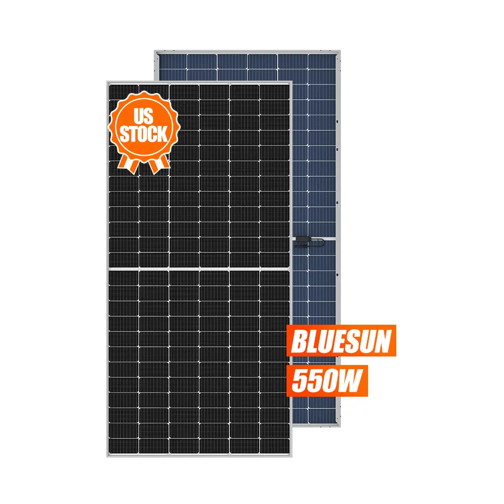 แผงเซลล์แสงอาทิตย์ Bluesun 400W 450W 540W 550W แผงเซลล์แสงอาทิตย์พลังงานแสงอาทิตย์ Us Long Beach คลังสินค้า