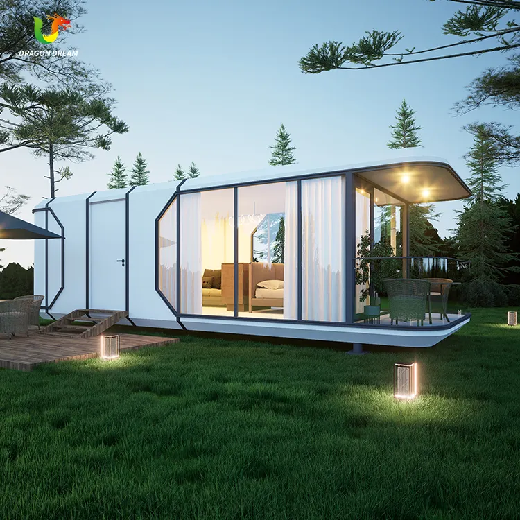 Casa móvil con patio y estructura de panel prefabricada para clima frío