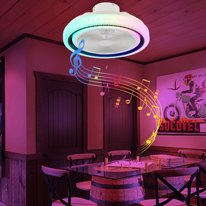 Ventilador de techo Led inteligente con motor de CC regulable de Color RGB con control de aplicación de música para dormitorio interior con altavoz de diente azul - Product Image 3