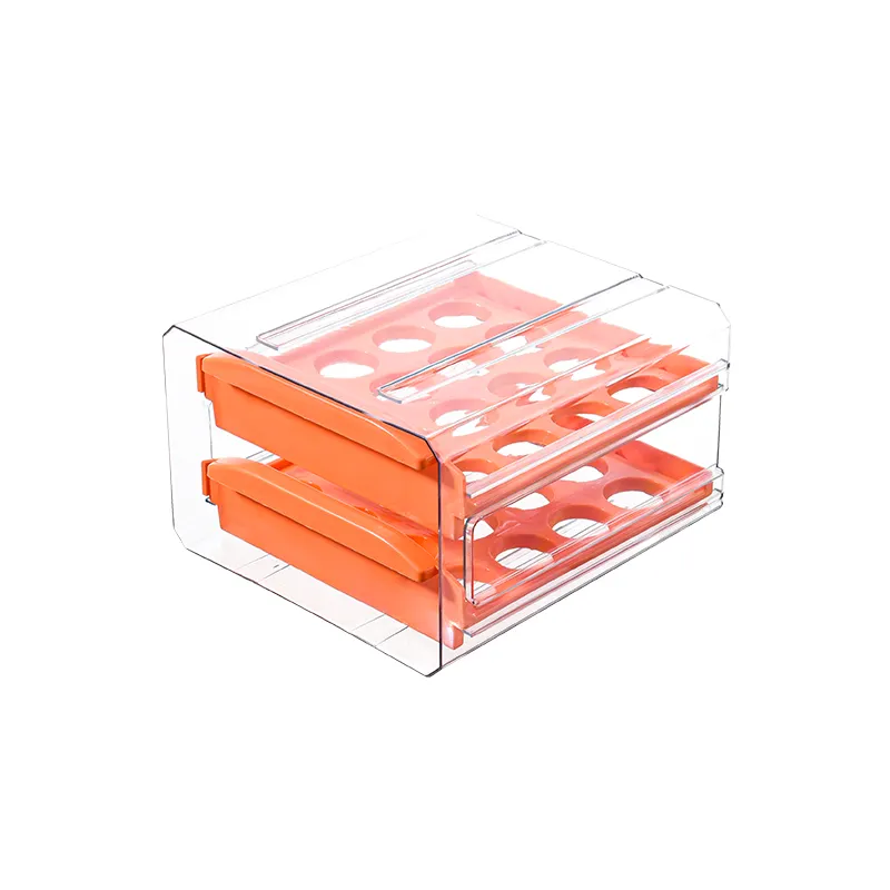 Nuevo producto, cubierta deslizante transparente, soporte de plástico de doble capa para huevos, caja de mantenimiento fresco