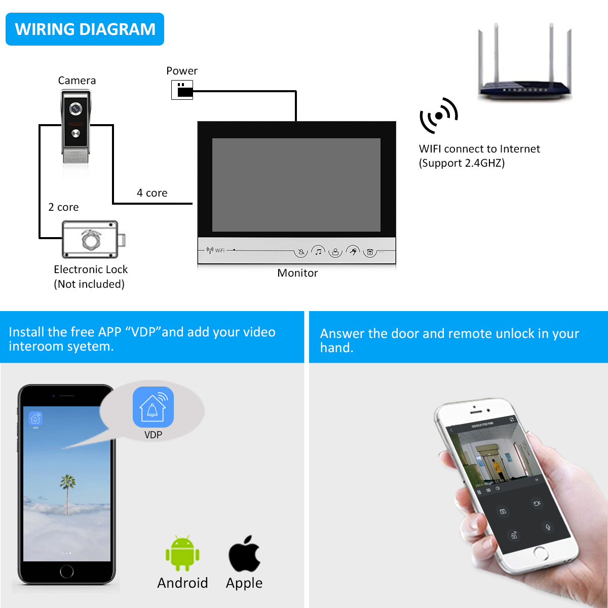 M4-V90R WiFi factory direct smart doorbell WiFi wireless doorbell with waterproof camera video door phone  system