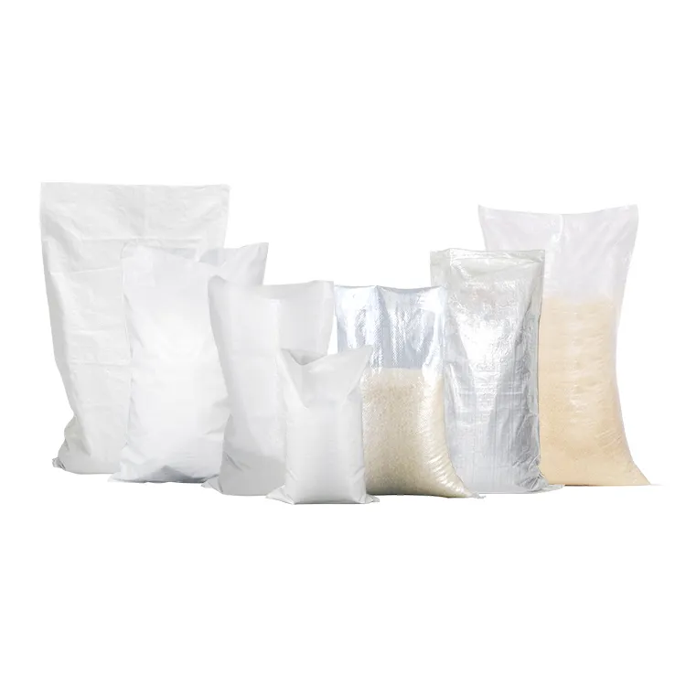 Bolsa tejida de polipropileno personalizada para semillas, granos, arroz y harina, transparente, color blanco, 25kg, 50kg