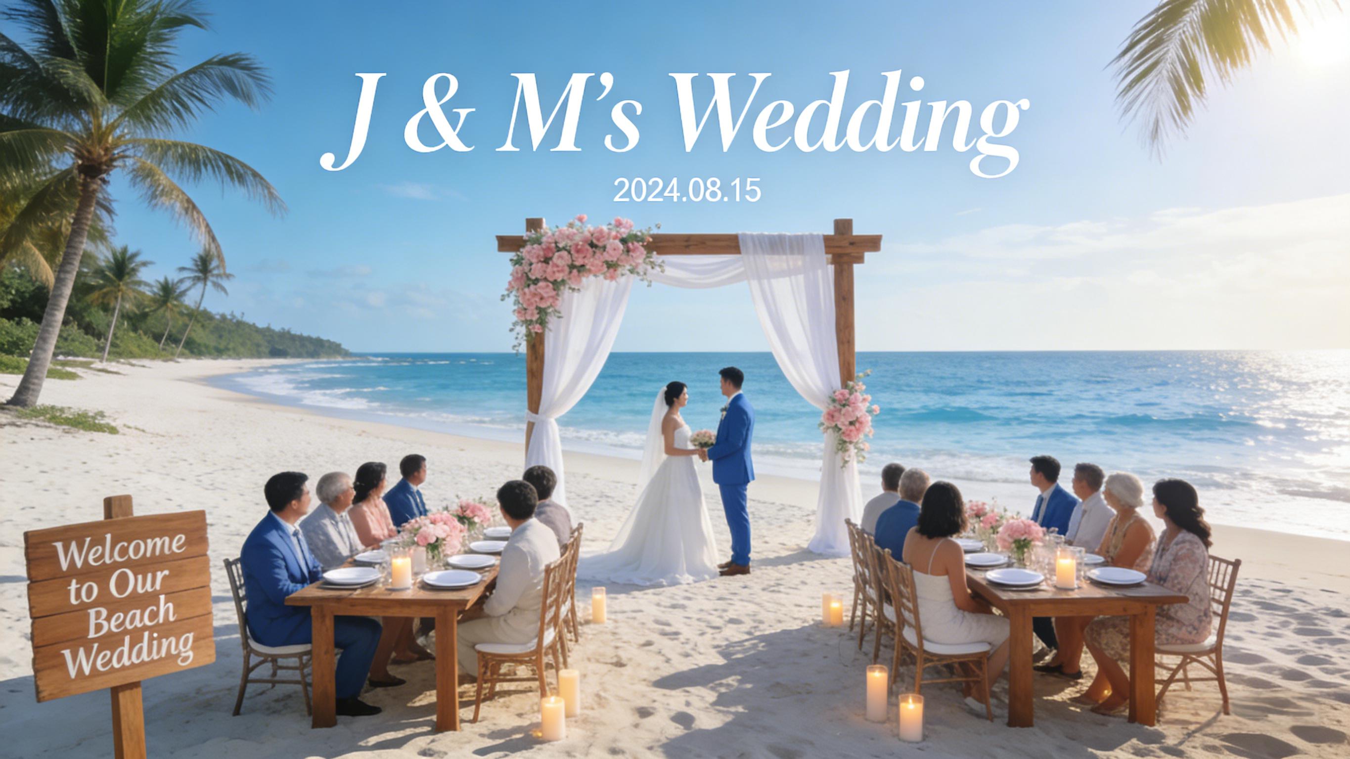 Mariage sur la plage côtière bleu ciel