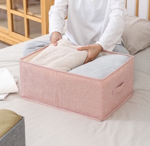 不織布折りたたみリネン生地収納ビンふた付き長方形多機能収納ボックス - Product Image 5