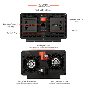 3000瓦纯正弦波太阳能逆变器3KW直流至交流转换器，带12V/24V/48v输入220输出50hz频率液晶显示器 - Product Image 1
