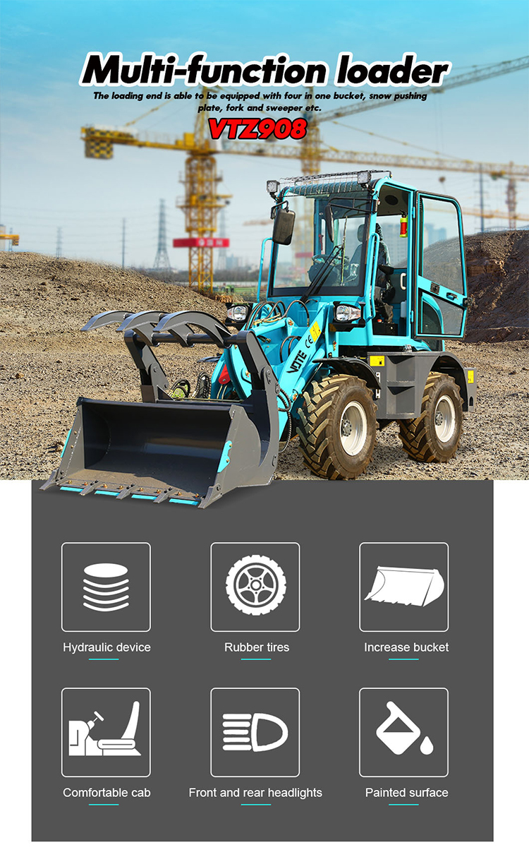 EPA 4 buy china front mini telescopic loader buckets front end small wheel loader with euro quick coupler 1 ton 2 ton prices