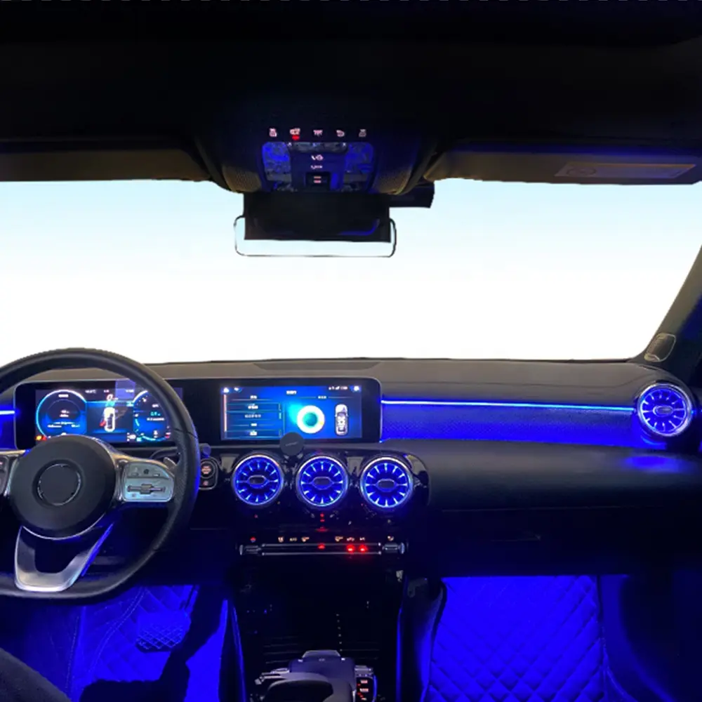 Dekorasi Interior Mobil Lampu Suasana LED 64 Warna Lampu Sekitar untuk Mercedes-benz A-class W177