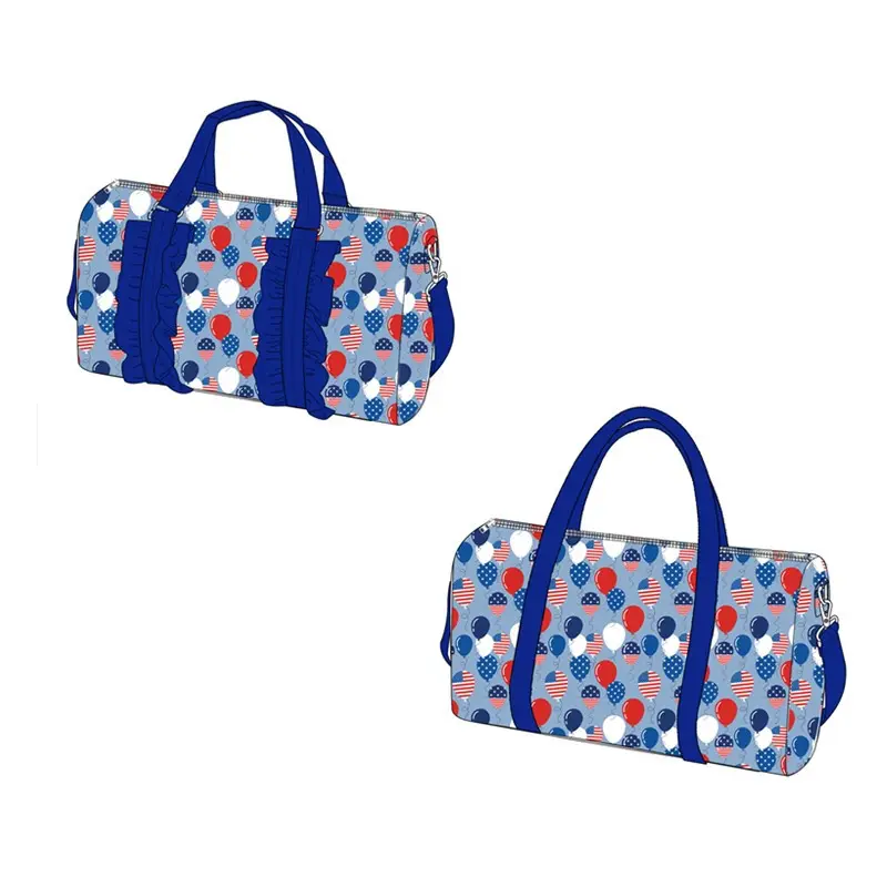 2024 nouveauté sac de voyage personnalisé grande capacité femmes Weekender sac polochon avec drapeau imprimé