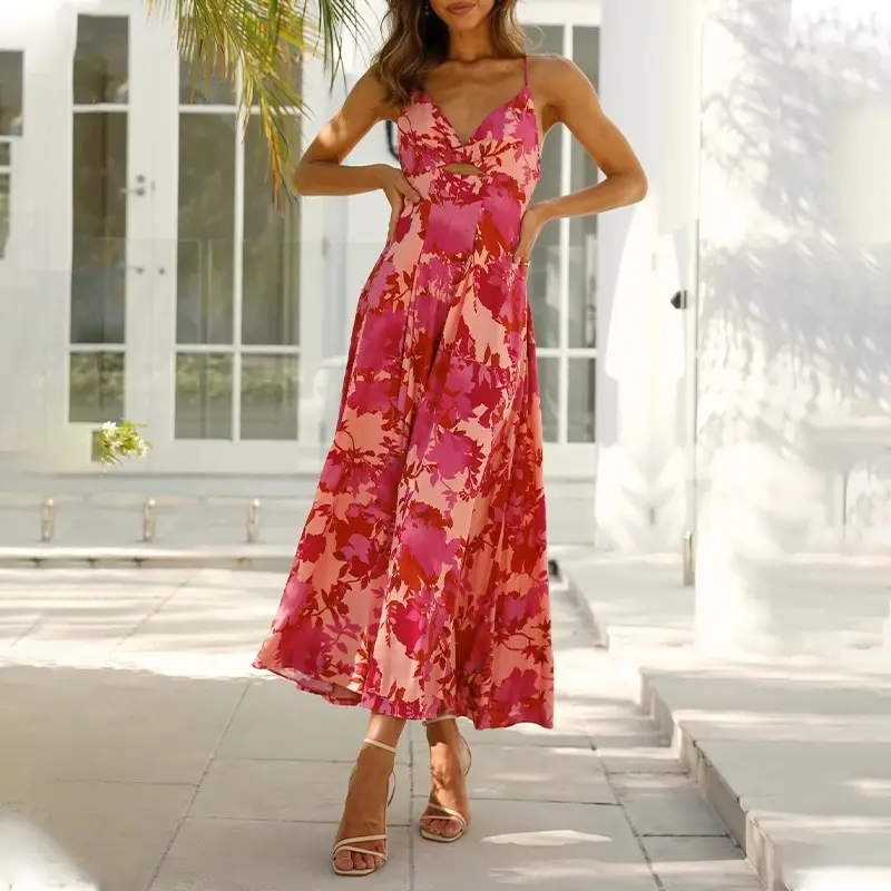 Chenshan-Vestido largo de verano con estampado Floral para mujer, traje bohemio elegante para fiesta Romántica Francesa, para vacaciones en la playa, 2022