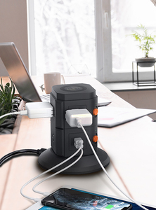 Desktop Vertical USA Outlet Drahtlose Ladestation Multi Plug Einzelsc halter 6 Steckdose Überspannung schutz Steckdosen leiste mit USB - Product Image 5