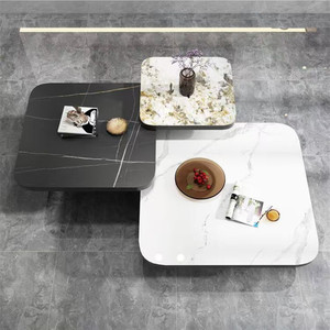 Unique Design Stainless Steel Base Marble Ceramic Top Side <strong>Table</strong> square End <strong>Table</strong> <strong>Set</strong> of <strong>3</strong> for Hotel Home - Product Image 5