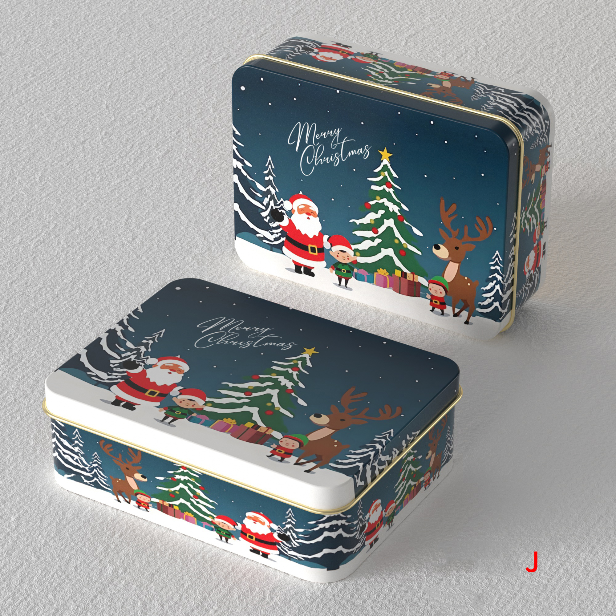 J Blue tin with santa calus + ELK