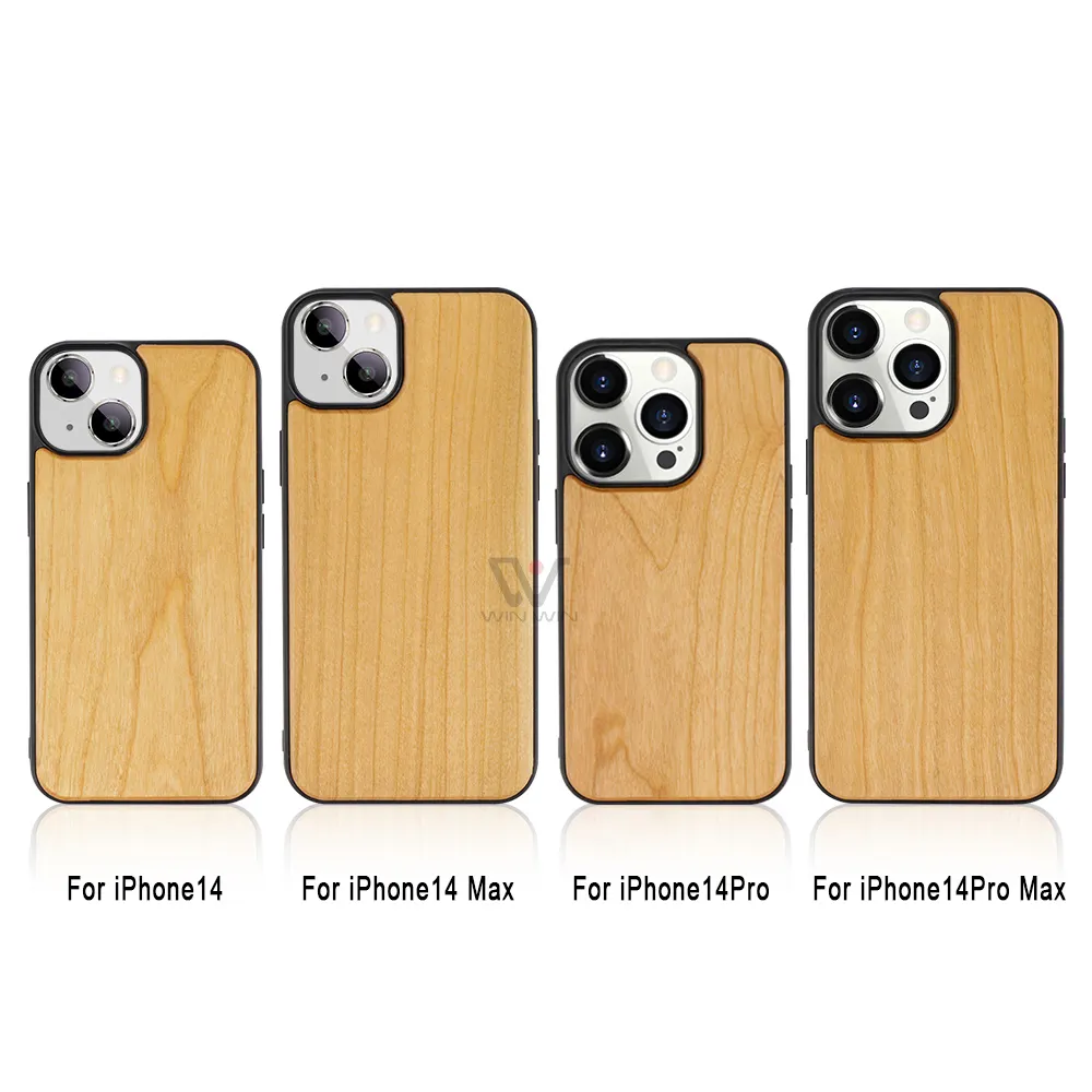 Деревянный чехол для сотового телефона на заказ, ударопрочный чехол для мобильного телефона с лазерным логотипом для iPhone 14 Pro Max