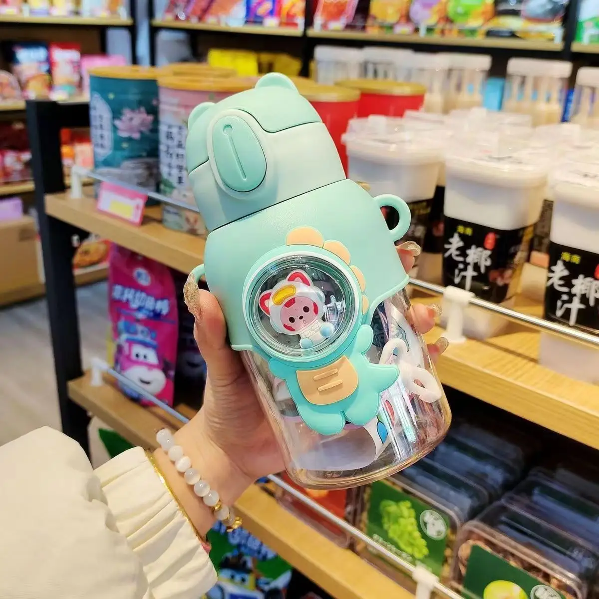 Taza de agua para niños, tazas de alimentación creativas de dibujos animados para bebés con pajitas, botellas de agua a prueba de fugas, tazas portátiles para niños al aire libre