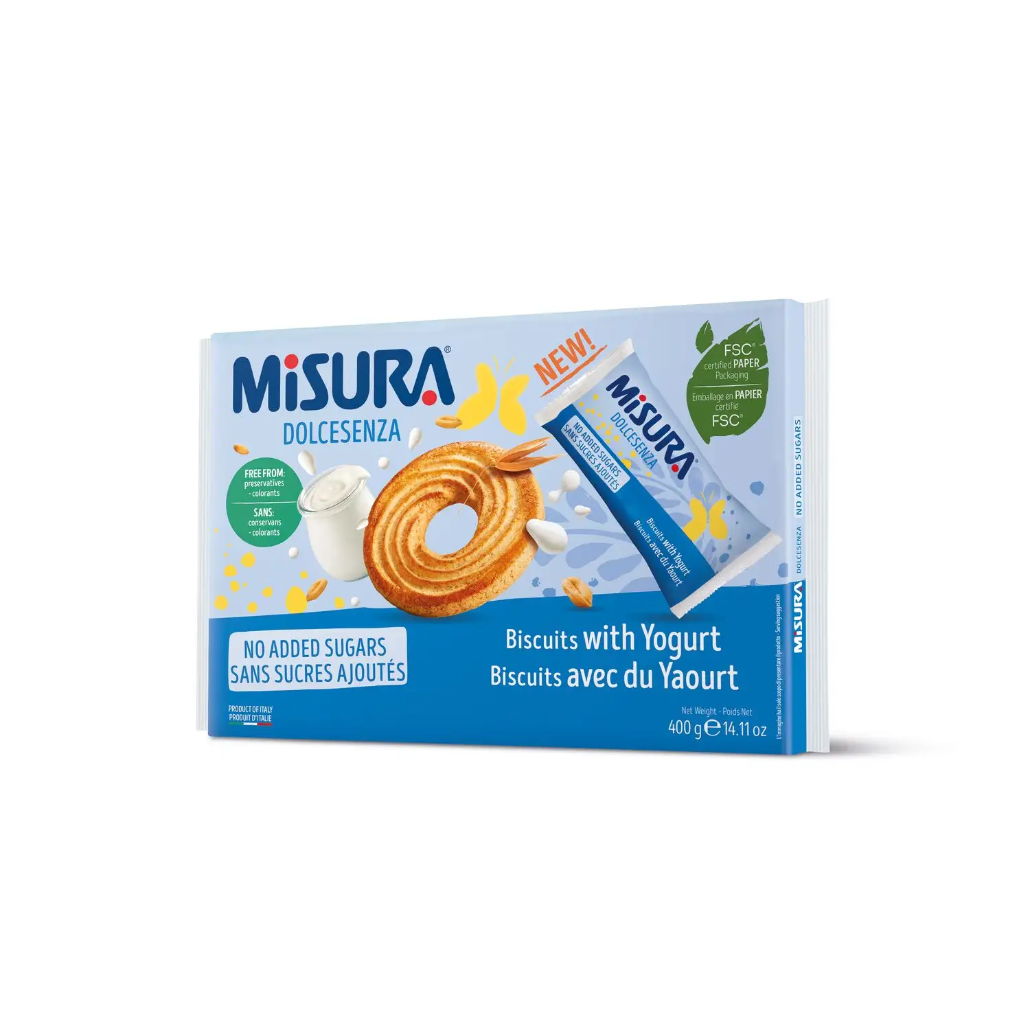 Bester Joghurt-Snack von MISURA Marvel-Dolcesenza-Kekse 400G x 12 Stück Made in Italy-Ein gesunder Genuss