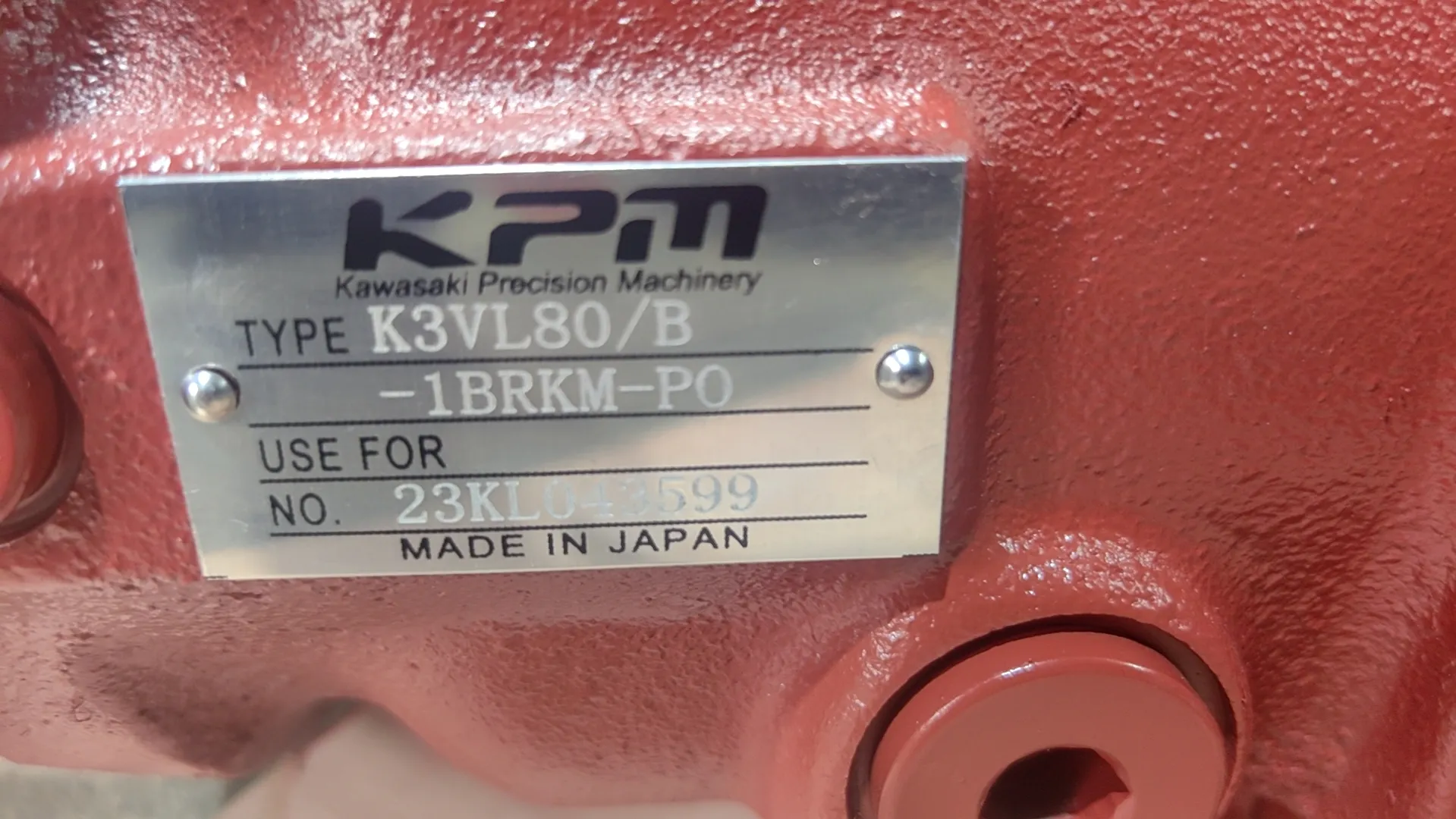 뜨거운 판매 KPM 피스톤 펌프 K3VL K3VL28 K3VL45 K3VL80 K3VL140 K3VL200 시리즈 K3VL80/B-1BRKM-PO 가와사키 고압 플런저 펌프