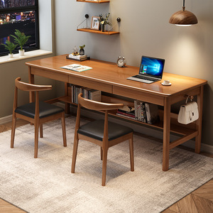 Solid Wood <strong>Three</strong>-Person Writing Desk Long Double Lift <strong>Table</strong> <strong>for</strong> Home Office <strong>Computer</strong> Learning Conference