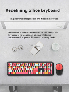 Juego de ratón con teclado inalámbrico de máquina de escribir colorida, teclado de tamaño completo de 104 teclas, combinación de teclado y ratón de oficina inalámbrico Retro - Product Image 6