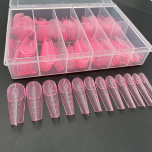 120ชิ้นสีชมพูรัสเซียอัลมอนด์แบบมีรอยบากทำจากพลาสติกฝรั่งเศสแบบคู่ปลายเล็บสำหรับต่อเล็บ - Product Image 6