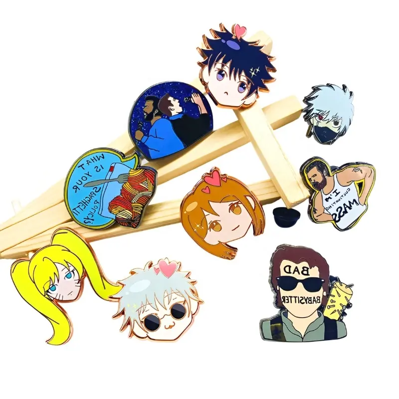 Tidak ada Minimum Lapel kustom Pin logam campuran seng Kawaii Jepang kerah Pin Personalizado lembut keras kartun Anime Pin lencana