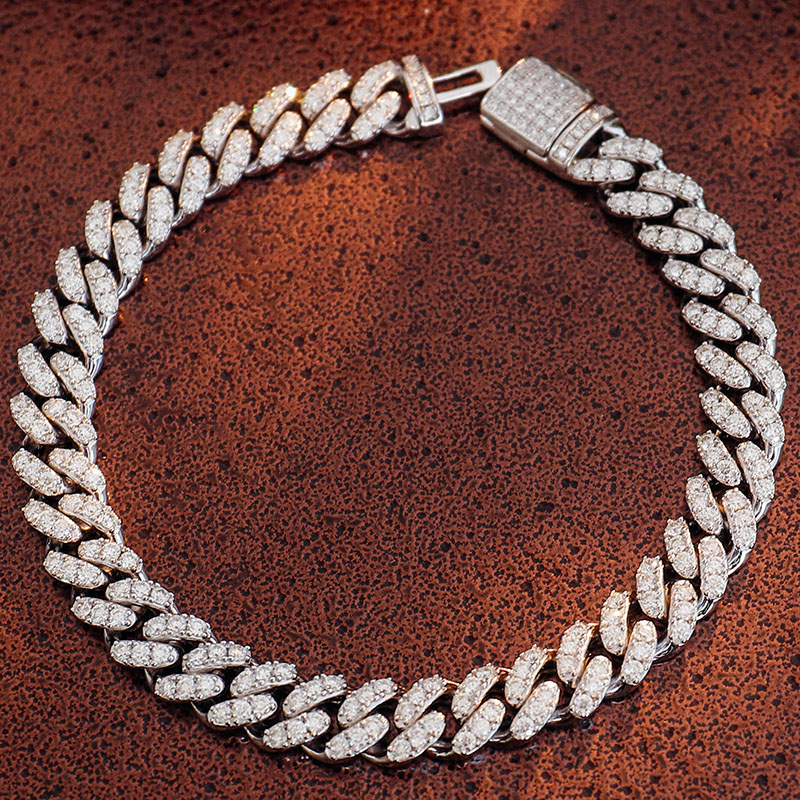 Chaîne cubaine en argent 925 et moissanite de 6 mm