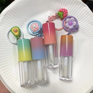 4ML <strong>Round</strong> Gradient Color Stock Makeup Packaging Empty Lipgloss Bottle Custom Cosmetic Liquid Lipstick <strong>Tube</strong> With Key Chain - Product Image 1