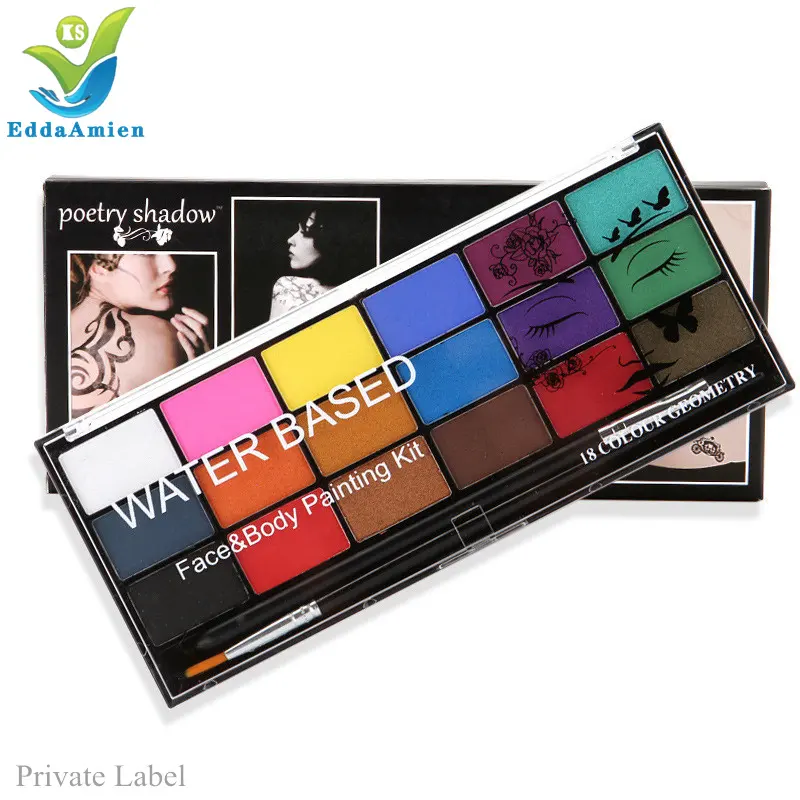 Face Paint Palette 18 mix Color water activated cake liners Professional uv face paint neon face painting