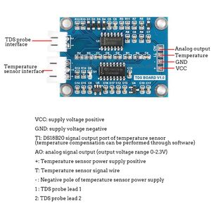 TDS-Sensor modul Erkennung der gelösten Festwasser qualität TDS-Sonde Kompatibel mit Arduino 51 STM32