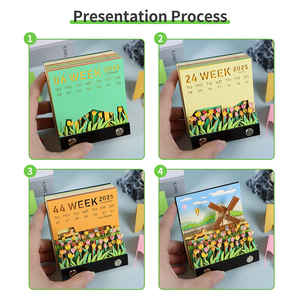 Nota de escultura de papel de molino de viento emergente 3D, regalo creativo hecho a mano, manualidades de papel Diy, Bloc de notas 3D con tulipanes de colores - Product Image 5