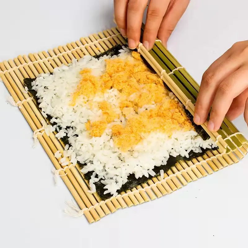 Groothandel Natuurlijke Bamboe 24Cm * 24Cm Sushi Mat Japanse Cuisine Zeewier Rijstrol Schimmel Sushi Tool