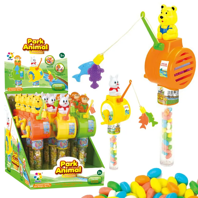 スイーツキャンディー動物釣りゲームキャンディーおもちゃとベストセラーのプラスチックキッズおもちゃキャンディー卸売