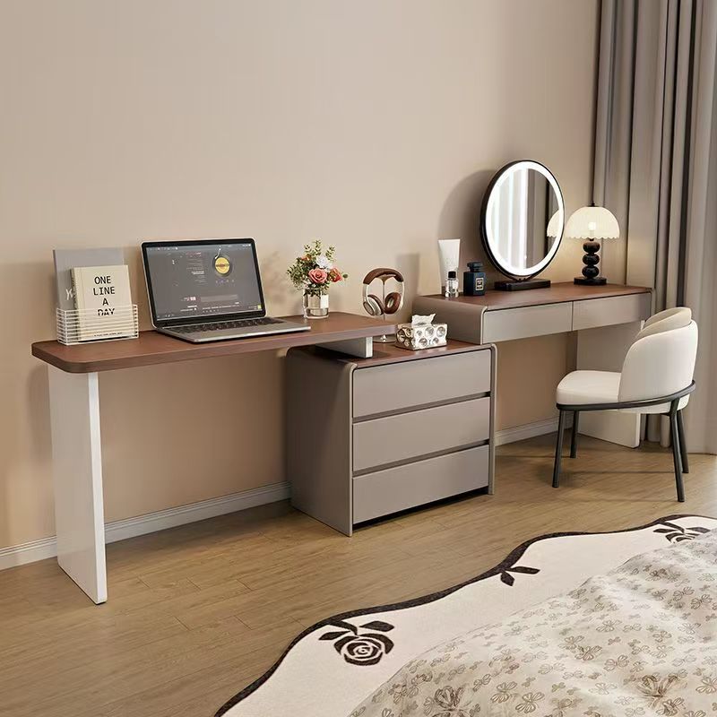 Khaki Grey - 3-Drawer Chest with Round Mirror Hank Chair