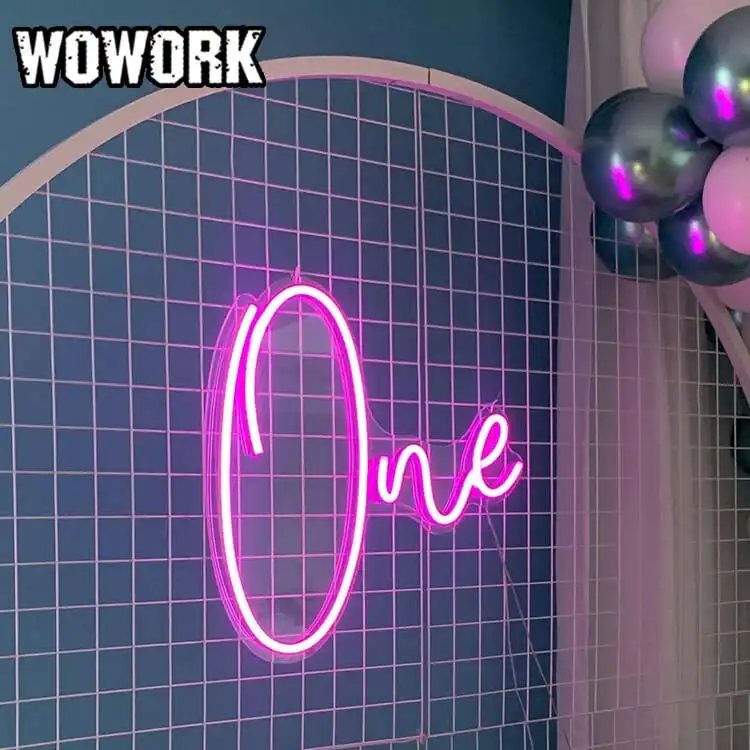 2024 WOWORK party fornisce acrilico rgb 60cm numero uno striscia di corda led luce al neon segno per la decorazione della doccia di compleanno