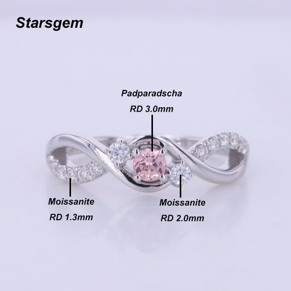 Padparadscha stone ring