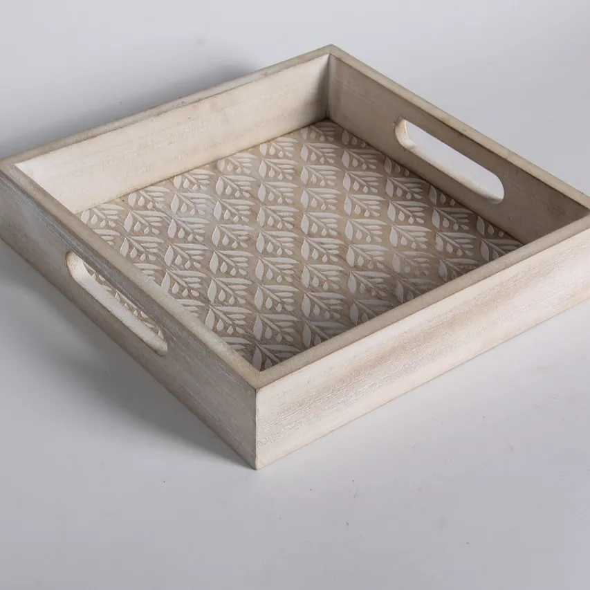 Ecofriendly Wooden Tray Woven Serving Trays Cheap Wholesale Natural Tray