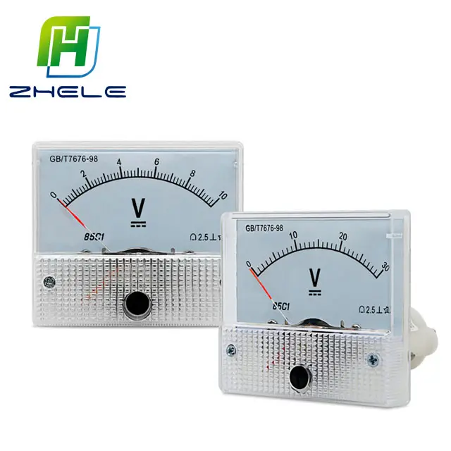 High Quality 65*55MM 85C1 DC Analog Voltage Meter Voltmeter 5V 10V 15V 30V 50V 100V 250V 450V 1000V Pointer Meter