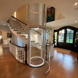 Ronde centraal gelegen huiselijke lift met automatische nivellering voor ongelijke verdiepingen - Product Image 4