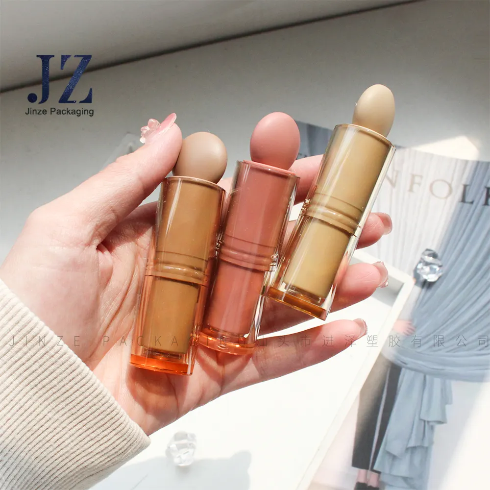 Jinze RTS unique design matte transparent lid with nude inner lipstick tube round lip balm container