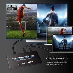 Multi-visor Full HD 1080P, 4x1, HDMI, 4 entradas, 1 salida con interruptor sin costura